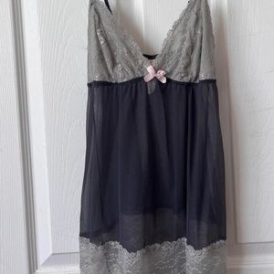Adorable Lace Pink and Grey Teddy Lingerie NightGown